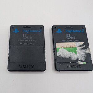 LOT of 2 Sony Playstation 2 PS2 8MB Memory Card SCPH-10020  - Black OEM